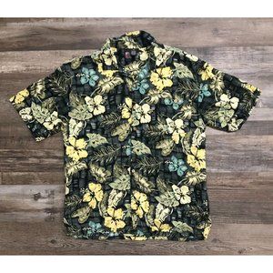 Montage Tropics Mens Medium Hawaiian AOP Button Front Shirt Rayon